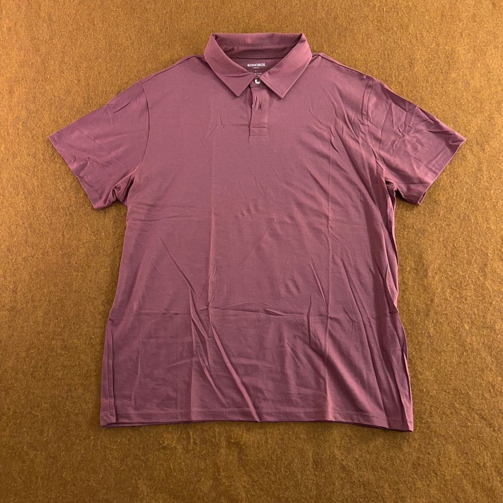 Bonobos Mens Large Mauve Burgundy Slim Fit Pima Cotton Short Sleeve Polo Shirt